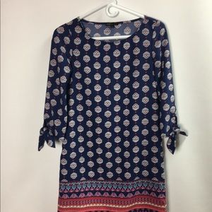 Be bop Dress Size XS Blue Red‎ White Sleeves